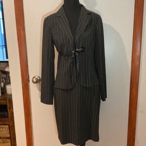 MY MICHELLE Lightweight Pinstripe Skirt Suit – 2-Piece Set
